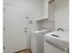 Laundry room with modern appliances, shelving and access to the outdoors at 10152 E Knowles Ave, Mesa, AZ 85209