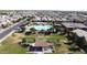 Overhead shot of a community park featuring a pool, picnic area, and well-manicured green spaces at 3877 E Oxford Ln, Gilbert, AZ 85295