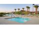 Inviting community hot tub with desert landscaping and palm trees in the background at 39514 N Kaden Ln, San Tan Valley, AZ 85140
