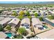 Aerial view of houses in a residential neighborhood featuring private backyards and mature landscaping at 4045 E Desert Marigold Dr, Cave Creek, AZ 85331