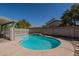 Private backyard pool featuring a concrete surround and white fence at 1109 E San Pedro Ave, Gilbert, AZ 85234