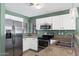 Bright kitchen with stainless steel appliances, white cabinets and stylish pendant lighting at 1120 N Val Vista Dr # 110, Gilbert, AZ 85234