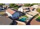 Backyard offers a tranquil escape with a refreshing pool, green grass, and ample space for outdoor activities and relaxation at 13625 W Peck Ct, Litchfield Park, AZ 85340