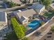 Aerial view of property featuring pool, patio, and desert landscaping at 418 W Sagebrush St, Gilbert, AZ 85233