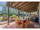 Outdoor dining area on a covered patio, overlooking the lush backyard and pool at 6418 E Sunnyside Dr, Scottsdale, AZ 85254
