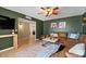 Open-concept living space featuring a modern sectional sofa and stylish decor at 782 W Gail Dr, Chandler, AZ 85225