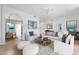 Bright living room featuring white walls, neutral furniture, and serene coastal-themed artwork at 11775 E Becker Ln, Scottsdale, AZ 85259