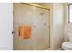 Shower with translucent door featuring orange towel hung on the shower door at 12726 W Copperstone Dr, Sun City West, AZ 85375