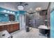 Luxurious bathroom with double vanity, elegant fixtures, a soaking tub, and a spacious shower at 2424 E Ivy St, Mesa, AZ 85213