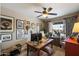 Cozy office space with natural light, ceiling fan, and unique decor at 2941 E Nisbet Ct, Phoenix, AZ 85032