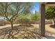 Relaxing backyard featuring desert landscaping, mature shade trees, and a covered patio for outdoor living at 3544 N Paseo Del Sol --, Mesa, AZ 85207