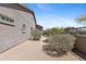 Side yard featuring desert landscaping, privacy wall, and mature bushes enhancing the outdoor space at 3544 N Paseo Del Sol --, Mesa, AZ 85207