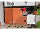 An overhead view shows the home's layout with a vibrant red umbrella shading the backyard patio at 7565 N Vía De La Siesta --, Scottsdale, AZ 85258