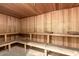 Community cedar sauna room with wooden benches and flooring at 17 W Vernon Ave # 121, Phoenix, AZ 85003