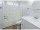 Clean, bright bathroom features a vanity with a sink and a tub/shower combination at 17953 N Lettere Cir, Maricopa, AZ 85138