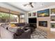 Cozy living area featuring comfortable seating and backyard views at 41202 N Rolling Green Way, Anthem, AZ 85086