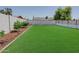 Backyard featuring lush artificial turf and attractive landscaping, perfect for outdoor enjoyment at 10609 N 32Nd Cir, Phoenix, AZ 85029