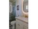 Well lit bathroom featuring an elegant sink, gold hardware and a modern framed, lighted mirror at 10609 N 32Nd Cir, Phoenix, AZ 85029