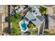 Overhead of a home with solar panels, a pool, and a backyard space at 11025 N 45Th Ln, Glendale, AZ 85304