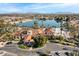 Expansive aerial view of the community with a large lake and lush landscaping at 1633 E Lakeside Dr # 39, Gilbert, AZ 85234