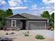 Charming single-story home featuring a two-car garage, stone accents, and low maintenance desert landscaping at 2025 E Bucking Bronco Dr, San Tan Valley, AZ 85140