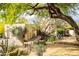 Charming front yard with desert landscaping, including cactus, trees, and a stone pathway leading to the house at 39017 N Habitat Cir, Cave Creek, AZ 85331