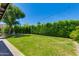 Expansive backyard features lush lawn, mature trees and perimeter hedges for ultimate privacy at 5425 E Avalon Dr, Phoenix, AZ 85018