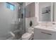 Modern bathroom with a glass-enclosed shower, sleek vanity, and stylish fixtures at 6142 E Alta Hacienda Dr, Scottsdale, AZ 85251