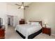 Spacious main bedroom featuring neutral walls, carpet, and ceiling fan at 1022 N Kirby St, Gilbert, AZ 85234