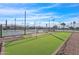 Well-maintained pickleball courts with artificial turf, ready for a friendly match under the blue sky at 2400 E Baseline Ave # 228, Apache Junction, AZ 85119