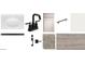 Bathroom material selection featuring a white countertop, dark faucet and cabinet hardware, with gray wood-look tile flooring at 46887 W Old Timer Rd, Maricopa, AZ 85139