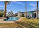 Beautiful backyard features a sparkling pool, inviting seating area, and a lush lawn, creating a relaxing oasis at 6401 E Voltaire Ave, Scottsdale, AZ 85254