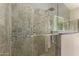 Modern shower features decorative tile, a glass door, and a rainfall shower head at 1590 W Desert Broom Dr, Chandler, AZ 85248