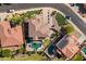 A bird's eye view reveals a home with a pool, green lawn, and perfectly placed landscaping at 18330 W Woodrow Ln, Surprise, AZ 85388