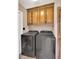 Modern laundry room with overhead storage and new washer and dryer at 19604 N 13Th Ave, Phoenix, AZ 85027