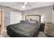 Comfortable primary bedroom with a decorative headboard, ceiling fan, and matching furniture at 19604 N 13Th Ave, Phoenix, AZ 85027