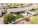 Aerial view of a home with pool, artificial lawn and mature landscaping at 25845 N 44Th Ave, Phoenix, AZ 85083