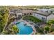 Aerial view of backyard with pool, spa, and meticulously kept lawn at 5511 N 128Th Dr, Litchfield Park, AZ 85340