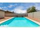 Backyard pool surrounded by gravel with views of the block wall and blue sky at 7232 W Sunnyside Dr, Peoria, AZ 85345
