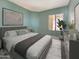 Stylish bedroom with neutral tones, a comfortable bed, and a large window at 750 E Northern Ave # 2088, Phoenix, AZ 85020