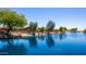 Scenic waterfront community with lush greenery and tranquil lake, creating a serene and inviting atmosphere at 19942 N 108Th Ave, Peoria, AZ 85373