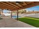 View of a refreshing pool, covered patio, and artificial turf in the backyard, perfect for outdoor enjoyment at 2905 W Campo Bello Dr, Phoenix, AZ 85053