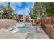 Community pool and spa area featuring ample seating, lush landscaping and a tranquil atmosphere at 4850 E Desert Cove Ave # 240, Scottsdale, AZ 85254