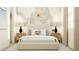 Serene bedroom featuring a decorated accent wall, comfortable bed, soft lighting, and elegant bedside tables at 16934 W Bronco Trl, Surprise, AZ 85387