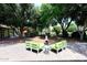 Relaxing backyard with comfortable outdoor seating, a fire pit, and views of the barn at 17730 E Brooks Farm Rd, Gilbert, AZ 85298