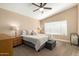 Cozy bedroom with neutral walls, ceiling fan, and ample natural light at 2247 E Ross Ave, Phoenix, AZ 85024