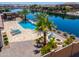 Aerial view showcasing the pool, patio, and waterfront setting for upscale outdoor living at 40725 W Hall Dr, Maricopa, AZ 85138