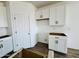 Kitchen with white cabinets and black hardware, offering a clean and modern aesthetic with ample storage at 46819 W Cansados Rd, Maricopa, AZ 85139