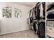Walk-in closet with neutral carpet, built in shelves, and arched windows for natural light at 5910 W Blue Sky Dr, Phoenix, AZ 85083