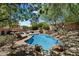 Beautiful backyard oasis with a freeform pool, lush landscaping, and lounge area for relaxation at 7438 E Glenn Moore Rd, Scottsdale, AZ 85255